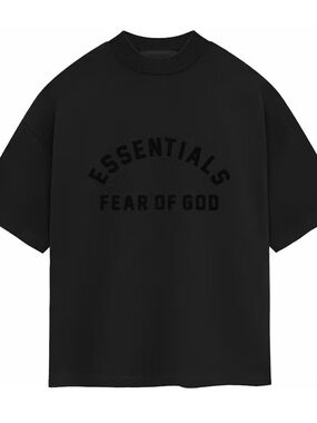 Fear of God Essentials Black Velvet Logo Tee